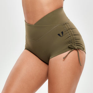V-waist Scrunch Butt Shorts - Combat Green