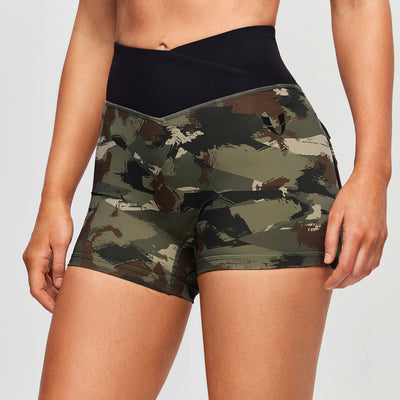 V-waist Cargo Shorts - Abstract Camo and Black