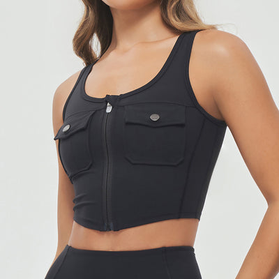 Zip Front Cargo Tank - Black