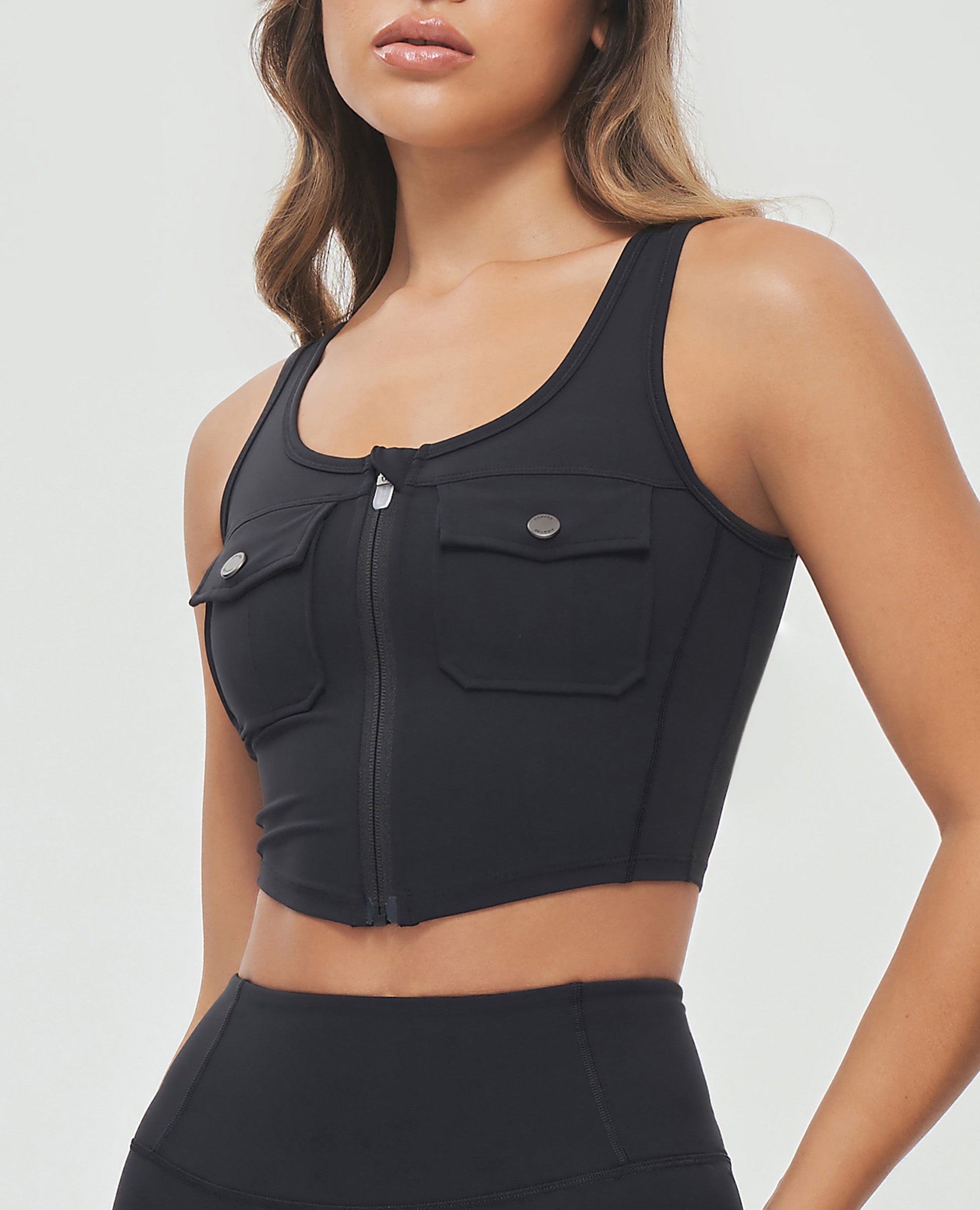Zip Front Cargo Tank - Black