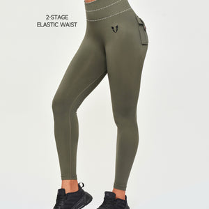 Seamless Cargo Leggings - Olive Green