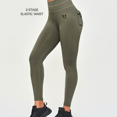Seamless Cargo Leggings - Olive Green