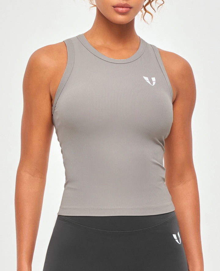 Ribbed Workout Tank - Gray