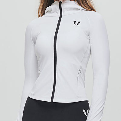 Thin Fleece Zipper Hoodie - White