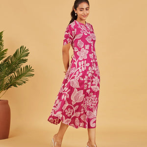 Bright Rose Printed Dress