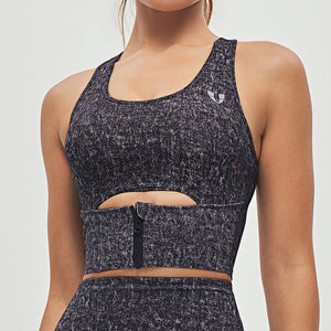 Scoop Neck Sports Bra - Denim Black