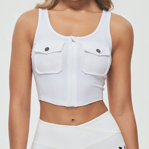 Zip Front Cargo Tank - White