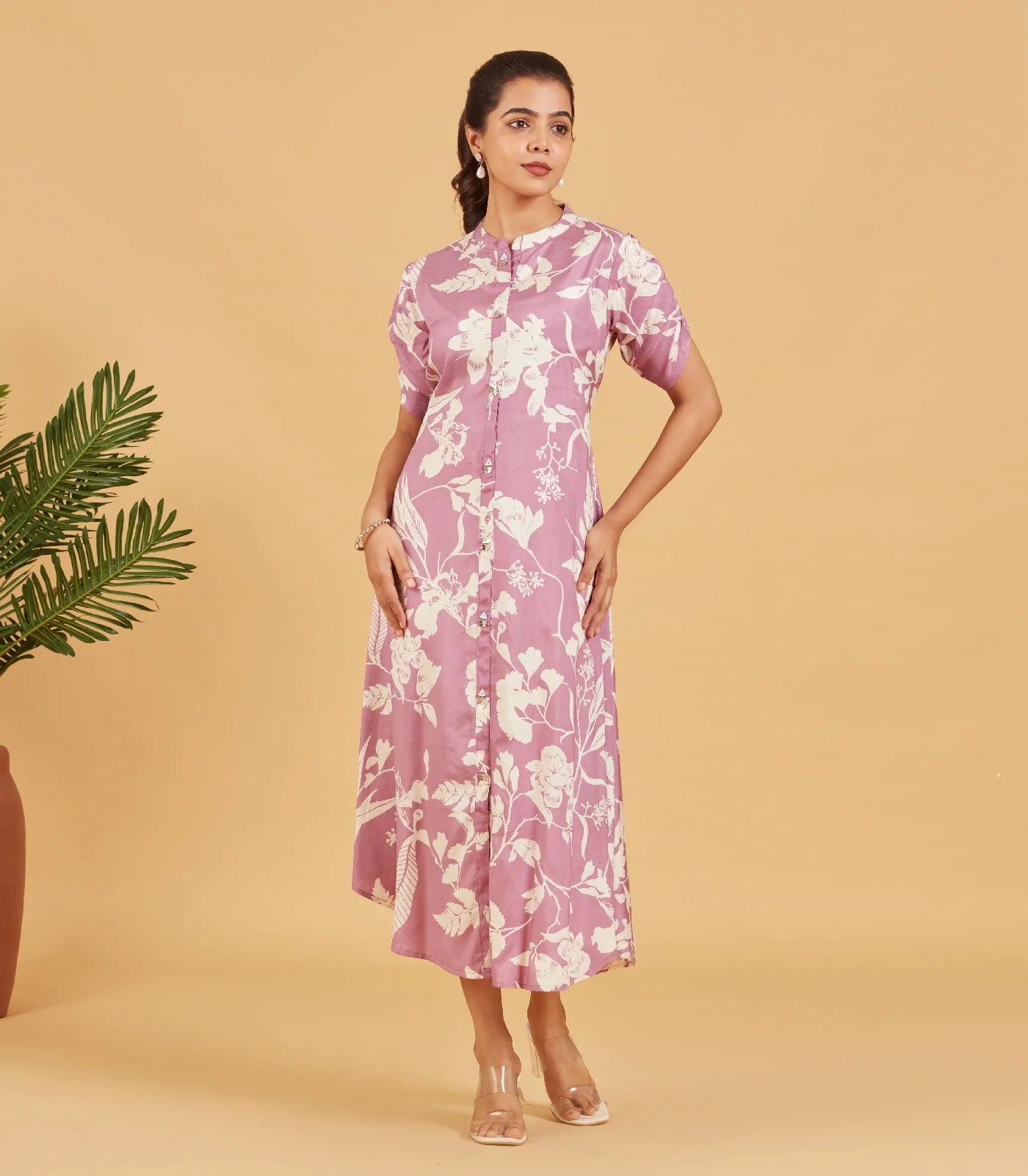 Mauve Floral Dress