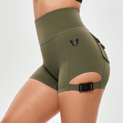 Cutout Cargo Shorts - Moss Green