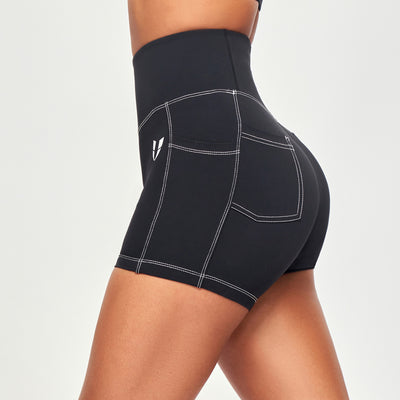 Contrast Stitching Shorts - Black