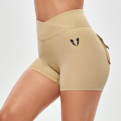 V-waist Cargo Shorts Plus-Khaki Yellow