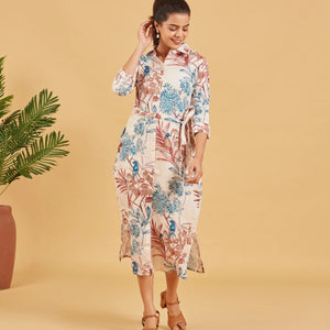 Beige Printed Dress