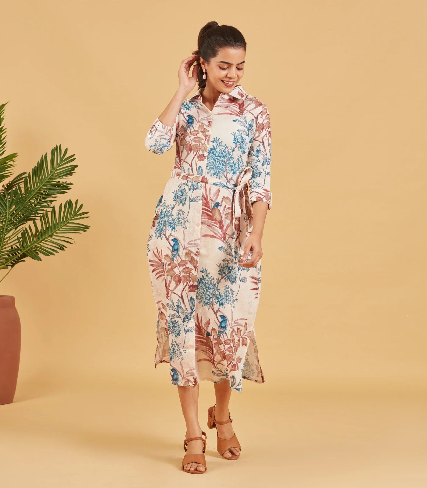 Beige Printed Dress