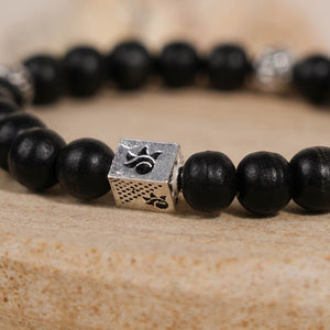 Ebony Karungali with Om Namah Shivay Silver Beads Bracelet