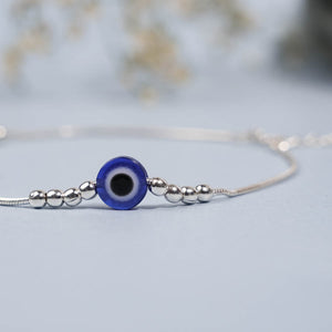 Silver Evil Eye Anklet with Silver Anklet for Women