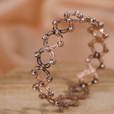 Rose Gold Plated Silver Ring Cum Bracelet for Women