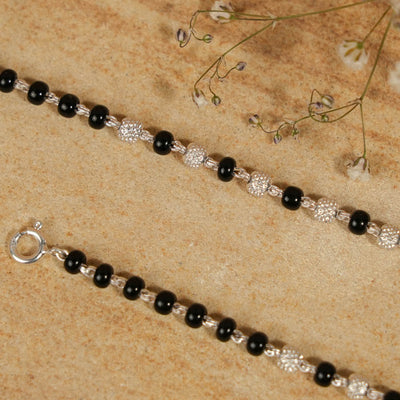 Real Black and Silver Beads Pattern Nazariya for Kids