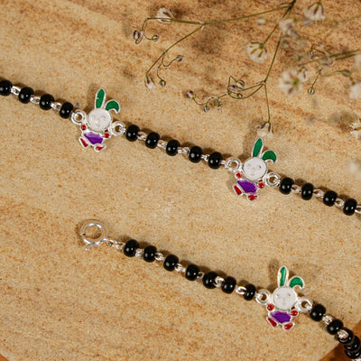 Black Beads Silver Two Bunny Nazariya for Kids
