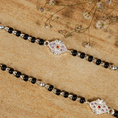 Black beads silver designer nazariya for kids