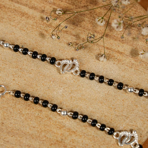 black beads with silver baby feet nazariya for kids