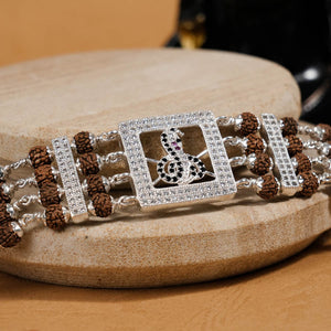 Rudraksha Silver Goga Four Line Bracelet