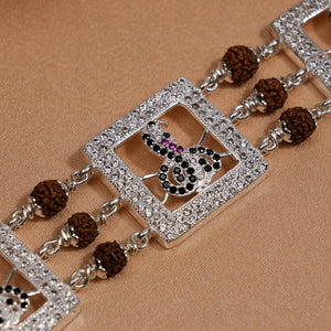 Rudraksha Silver Three Goga Brooch Bracelet