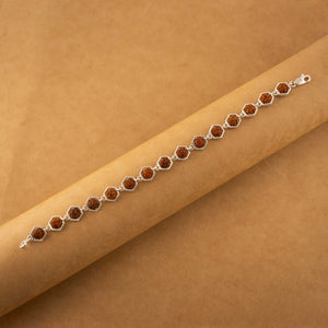 Silver Rakhi with Hexagonal Rudraksha Bracelet