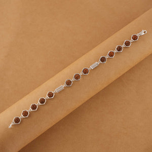 Silver Rakhi with Hexagon Rudraksha Beads