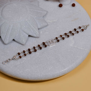Rudraksha Silver bracelet with single Naag double line for men