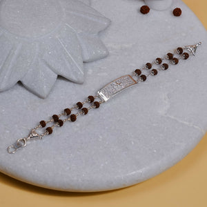 Rudraksha Silver Star Symbol double line  Bracelet