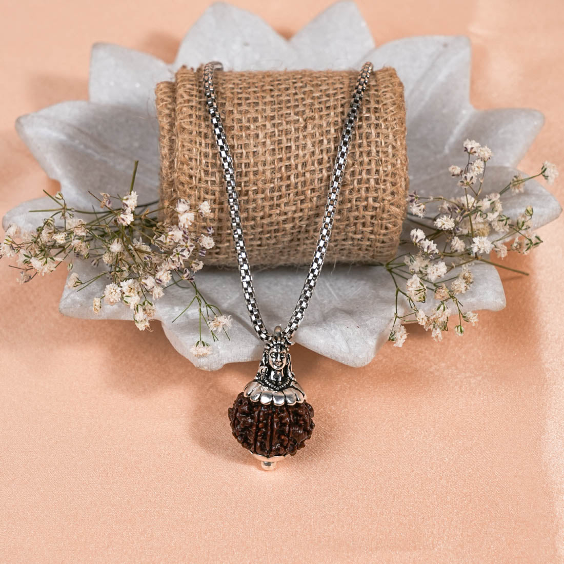 Adiyogi Pendant (10 Mukhi Nepali  Rudraksha) With Chain