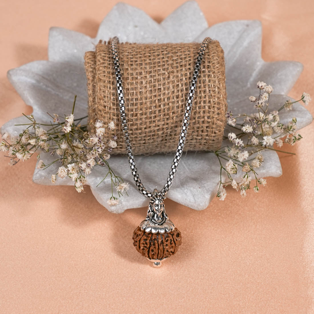 Adiyogi Pendant (12 Mukhi Nepali  Rudraksha) With Chain