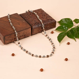 Rudraksha Silver Mala (Square Bead)