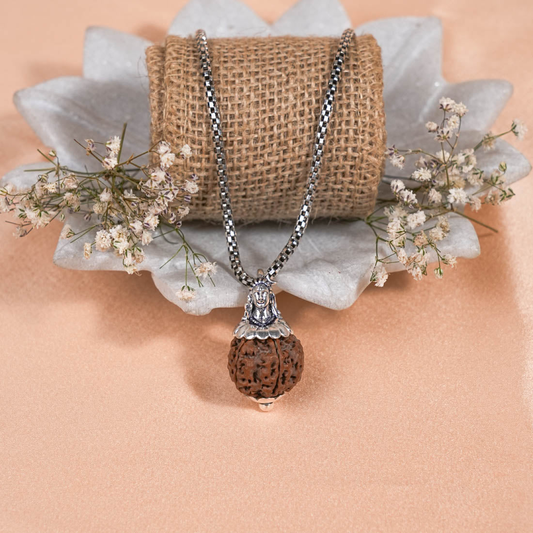 Adiyogi Pendant (5 Mukhi Nepali  Rudraksha) With Chain