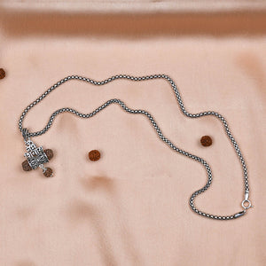 Rudraksha Om Namah Shivay Damru Pendant with Silver Chain