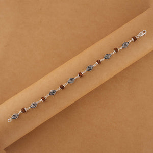 Rudraksha Silver Marqurise Beads Bracelet.