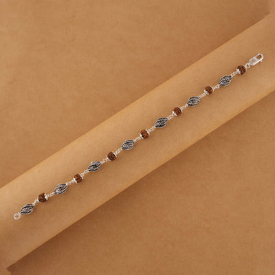 Rudraksha Silver Marqurise Beads Bracelet.