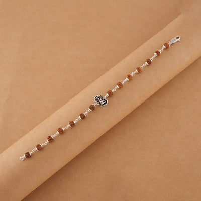 Rudraksha Silver Shiva Damru Bracelet