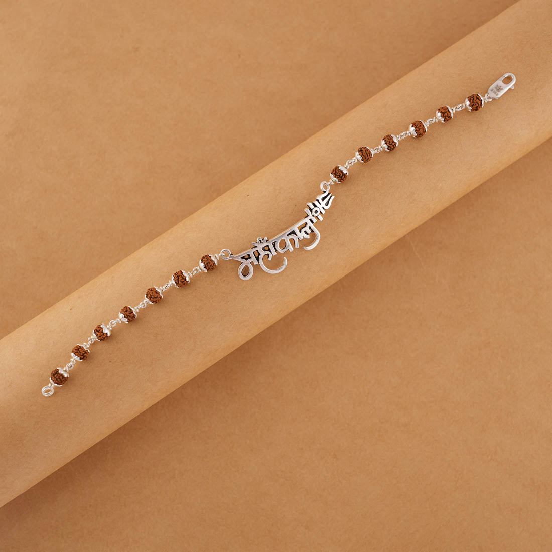 Rudraksha Silver Mahakal Name Bracelet