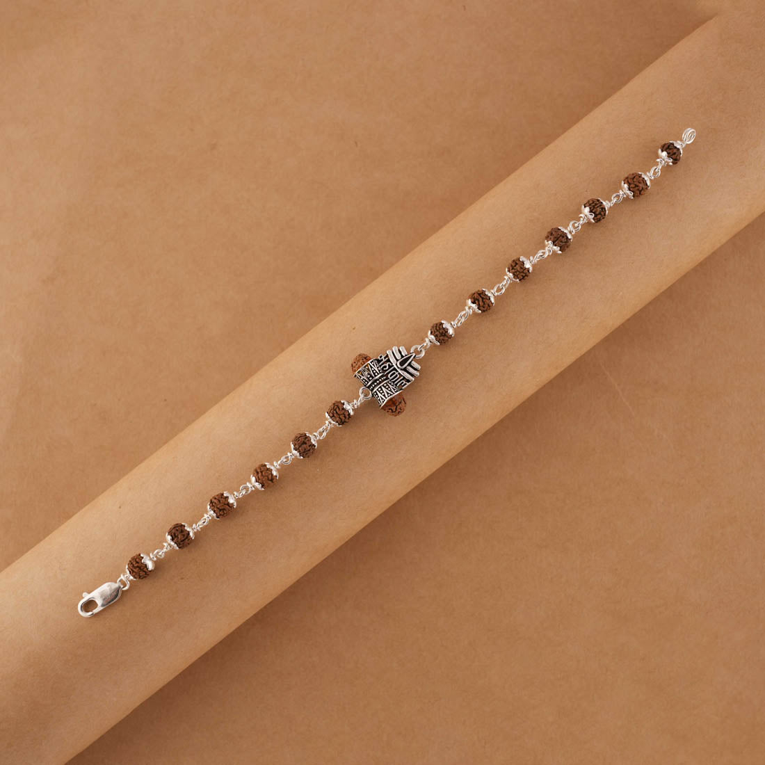 Rudraksha Silver Trinetra Mahakaal Bracelet