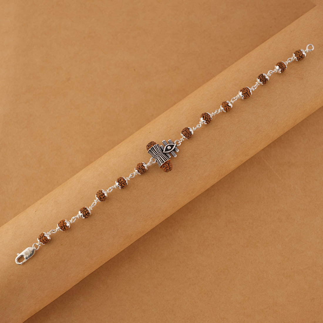 Rudraksha Silver Shiva Third Eye Bracelet