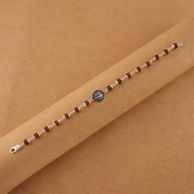 Silver Rakhi with Suryadev and Rudraksha
