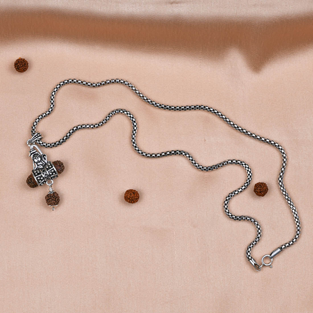 Rudraksha Shiva Pendant with Silver Chain