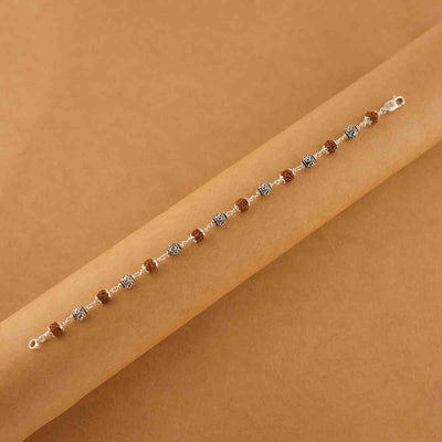 Silver Rakhi with Rudraksha and Om Beads