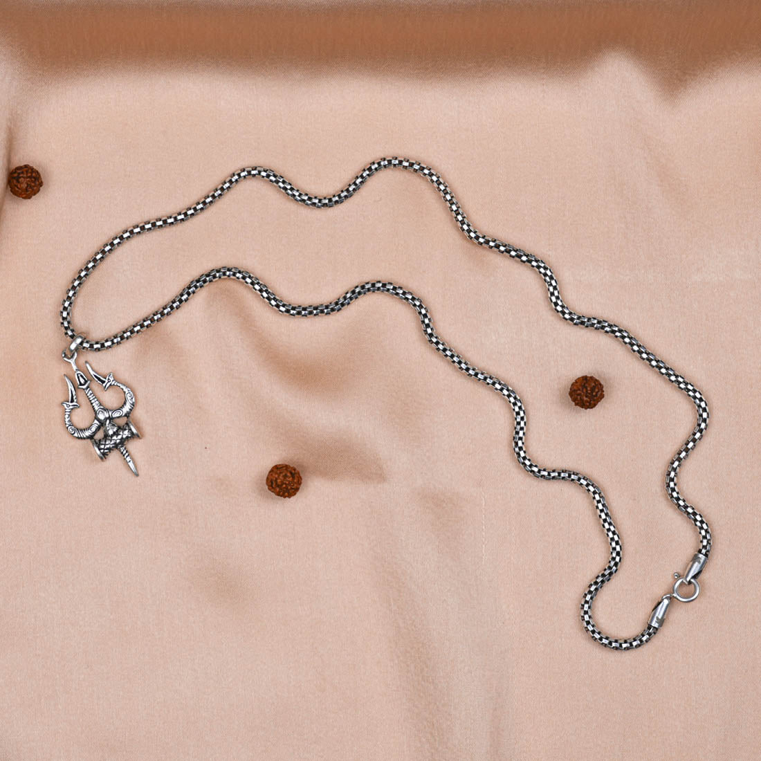 Silver Trishul Pendant with Chain