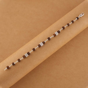 Single Line Rudraksha Silver Rakhi