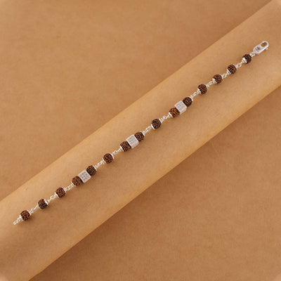 Single Line Rudraksha Silver Rakhi