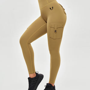 High Waisted Cargo Leggings - Deer Brown