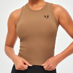 Ribbed Workout Tank - Brown