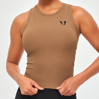 Ribbed Workout Tank - Brown